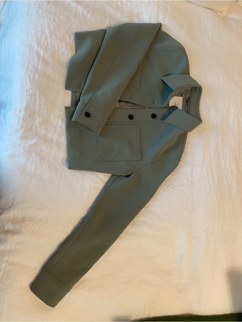 Aritzia Sage Green Cropped Button Jacket - Picture 3 of 9